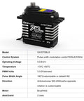 Beefy 70Kg Brushless RC Servo With All Steel Helical Gears showing model GX3270BLS and specifications table
