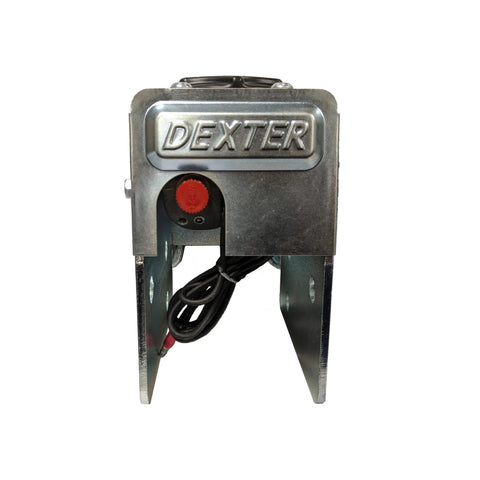 Dexter DX7.5 surge brake actuator for disc brakes, zinc-plated, 2 in ball, 7,500 lb capacity (front view)
