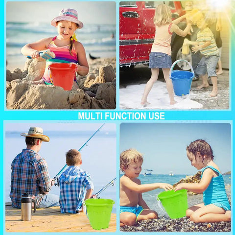 Castle Beach Toy Set For Kids 3 Pack 7 Inch Sand Buckets Pails Water Pool Garden Bath Thick ABS Plastic Durable Sandcastle Buckets