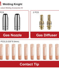 MB15 15AK MIG Welding Torch Kit Replacement Tips And Diffuser Set Pro Grade 035 Inch Contact Tips 9mm Gas Nozzles
