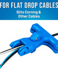 Pro Grade Fiber Optic Drop Cable Slitter For 0.250 Inch Flat Cable, Dual Sides Slitting, Easy Access For Fiber, FTTH Tool, Blue