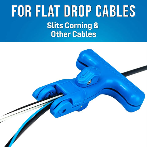 Pro Grade Fiber Optic Drop Cable Slitter For 0.250 Inch Flat Cable, Dual Sides Slitting, Easy Access For Fiber, FTTH Tool, Blue
