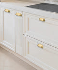 Brushed Matte Gold Brass Cabinet Drawer Pulls Pack Of Two And A Half Inch Center To Center Solid Knobs on kitchen cabinets