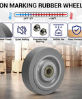 Top Tier 4 Inch Rubber Caster Wheels Heavy Duty Industrial Casters Non Marking Rubber wheels with precision ball bearing and floor protection.