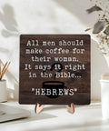Cozy Rustic Coffee Bar Sign Plaque For Coffee Station And Kitchen Or Farmhouse Decor With Wooden Java Sign And Retro Stand, Double Sided HD Print That Won't Fade, A Gift For Friends Dad Or Mom, 5.9 By 5.9 Inches with funny coffee quote.