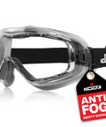 Anti Fog Safety Goggles With Premium Anti Scratch Coating And Lenses UV Shield Vented Panoramic Eye Protection displayed on white background