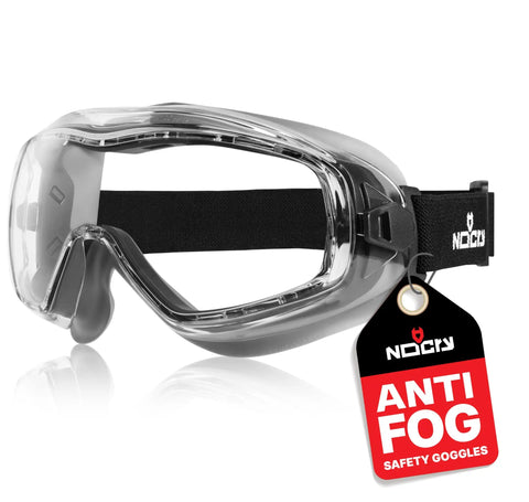 Anti Fog Safety Goggles With Premium Anti Scratch Coating And Lenses UV Shield Vented Panoramic Eye Protection displayed on white background