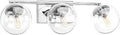 Mod Collection 3 Light Clear Glass Bath Vanity Fixture In Polished Chrome Delivers Bright Even Lighting With Mid Century Modern Vibe