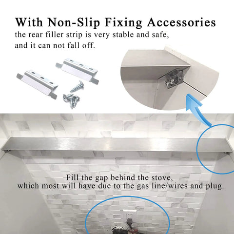 Slide In Range Gap Filler Kit Universal Triangle Stove Trim Between Range And Wall Aluminum 30 Inch Fits Ranges With No Bulky Back Guard Easy Install Keeps Crumbs And Scratches Away