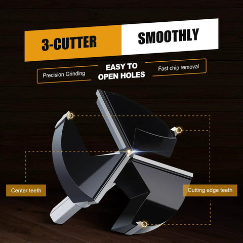 1 Inch 25mm Forstner Drill Bit With Triple Flute Tungsten Carbide Tip For Hardwood And Softwood Boss Grade Woodworking Hinge Cutter Kit Clean Precise Cuts In Veneered Plywood And Plastic, featuring center and cutting edge teeth.