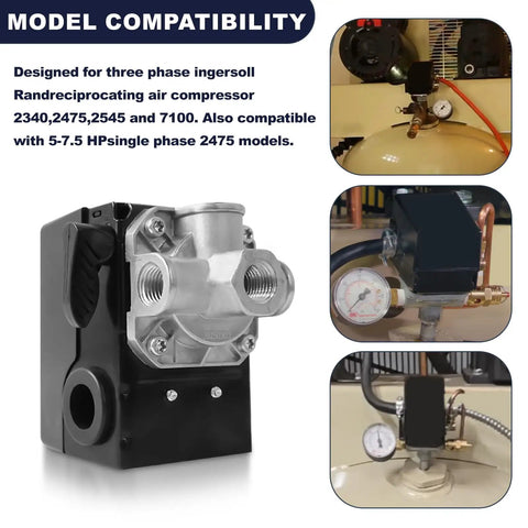 Two Stage Air Compressor Pressure Switch For 2340 2475 2545 And 7100 Series With Unloader And On Off Control Replaces 23474570