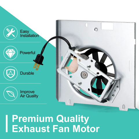 Replacement Bathroom Fan Motor Assembly For Broan Exhaust Fans Fits 50 CFM 663 688 Series displayed with installation tips
