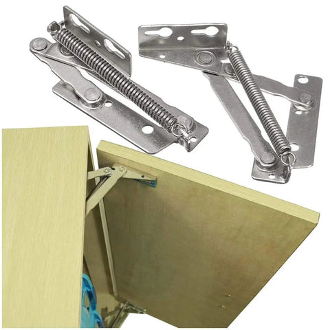 Two Pack 80 Degree Sprung Cabinet Hinges Lift Up Stay Flap Top Support for Kitchen Cupboard Doors, stainless steel hinges in use