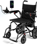 SUNDERWELL electric wheelchair side view, foldable carbon-fiber frame, removable battery, USB port