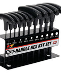 SAE T Handle Allen Wrench Set By Performance Tool 10 Piece Long Arm Hex Keys With Heat Treated Alloy Steel Shafts on rack