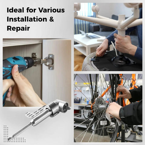 Super Cool 105 Degree Right Angle Drill Adapter Kit With Dual Attachments Flex Extender And Spiffy 12-In-1 Screwdriver Bit Set For Tight Spaces for installation and repair