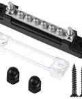 Heavy Duty Marine Ground Bus Bar With Clear Cover Dead Simple Hookups For Boat And RV 12V DC Power Distribution Block components with screws.