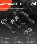 Set Of Four Front Inner And Outer Tie Rod End Kit Replacement For Acura CL Honda Accord Odyssey Isuzu Oasis Fixes Loose Steering And Uneven Tire Wear For Safer Driving front view with hardware