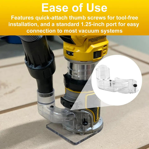 DEWALT DWP611 Router Dust Collection Adapter Turns Your Fixed Base Into A Slick Dust Collector System Reducing Debris