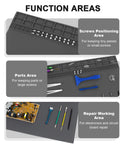 27.6 By 15.7 Inch Extra Large Soldering Mat With Wrist Strap And Grounding Accessories showing screws, parts, and repair areas