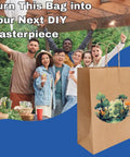DIY Kraft Paper Bags 200 Pack 110 GSM Thick 18x7x18.5 Inch Twisted Handles Recyclable Eco Friendly Bulk Bags with design