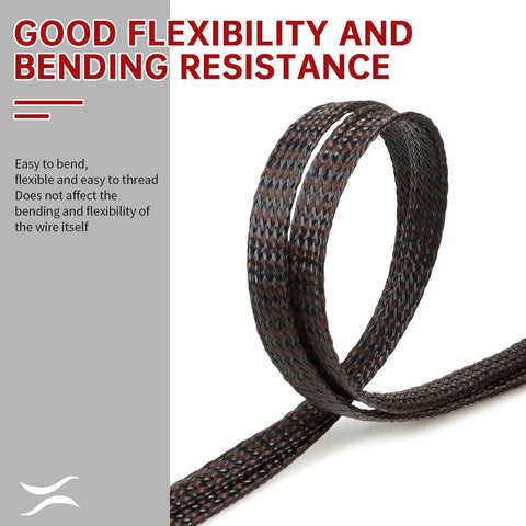 Expandable Braided Cable Sleeve With PP Yarn And PET Blend shown coiled, emphasizing flexibility and durability.