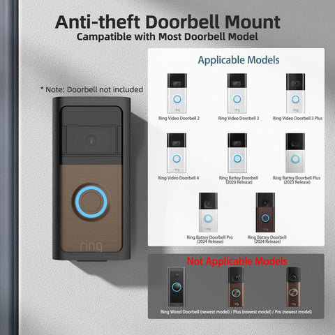 All Metal Anti Theft Ring Doorbell Mount Upgrade Kit With Adjustable Angle 45 To 135 Degrees No Block Sensor compatible list