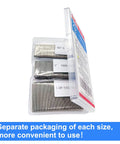 Premium 23 Gauge Headless Pin Nails With Rust Resistant Stainless Steel Construction In Five Sizes For A Massive 5000 Pack, separated packaging.