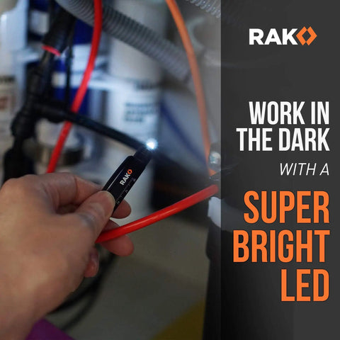 Person using 11 In 1 Multitool Pen Set With LED Light in dark space, illuminating area with super bright LED, for repairs.