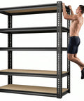 Heavy Duty Garage Shelving Unit 5 Tier Adjustable Metal Storage Rack With 2025 Lbs Capacity Freestanding Organizer For Kitchen Basement Laundry And More, black metal shelf