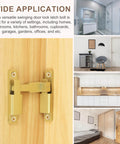 Two Pack 90 To 180 Degree Barn Door Lock Latches With Screws And Glue For Easy Install In Gold Tone for various indoor settings