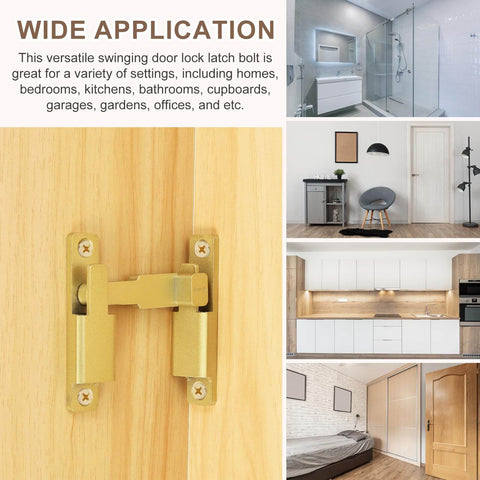 Two Pack 90 To 180 Degree Barn Door Lock Latches With Screws And Glue For Easy Install In Gold Tone for various indoor settings
