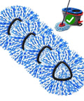 4 Pack Spin Mop Replacement Heads For RinseClean 2 Tank Spin Mop System Premium Grime Busting Microfiber For Deep Cleaning Strong Absorption Works On Wood And Tile Floors Machine Washable Easy To Replace, blue microfiber mop heads