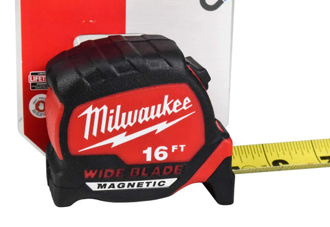 16 Ft Wide Blade Magnetic Tape Measure With 1.3 Inch Blade, Long Standout For Pro Level Readings, Magnetic Hook Attaches To Steel Studs