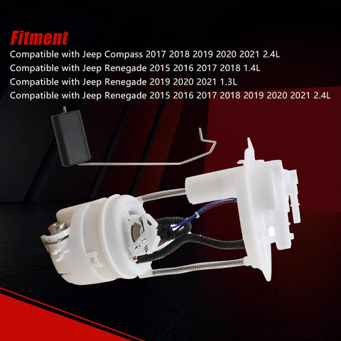 Fuel Pump Module Assembly Replacement Fits Jeep Compass 2017 2018 2019 2020 2021 2.4L And Jeep Renegade 2015 2016 2017 2018 2019 2020 2021 1.4L 1.3L 2.4L Direct Fit showing side angle view.