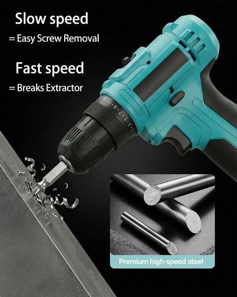 Electric drill using Damaged Screw Extractor Set For Stripped Screws And Bolts, Easy Remove Drill Bit Kit With Storage Case in action