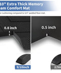 Ridiculously Thick Anti Fatigue Kitchen Mat For Standing Desks And Workstations Waterproof High Density Foam Non Slip Ergonomic Comfort Mat Black 20 By 39 Inches showing foam thickness measurements of 0.8 and 0.5 inches.