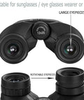12x25 Compact Binoculars For Adults And Kids With Large Eyepieces, Waterproof, detailing rotatable eyepieces.