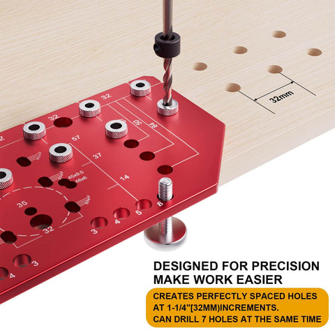 2 In 1 Shelf Pin Jig And Hinge Jig Kit Pro Grade Aluminum Alloy Woodworking Template with 1 Quarter Inch and 5mm Drill Bits