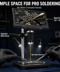 10.1 Inch LCD Soldering Microscope For PCB Repair And Inspection Large Live Screen For Easy Solder Joint Checks High Magnification For Tiny Components At Your Workbench Ideal DIY Electronics Tool, metal stand