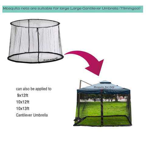 15ft Double Sided Mosquito Netting For Patio Umbrellas With Double Zippers, Water Resistant Bottom, Fits 15x9 Twin, 10x10 Gazebo Canopy