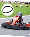 Go Kart Drive Belt Clutch Replacement For KT196 5959 next to red go kart in motion on track