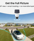 4K True Color Outdoor Security Camera With Solar Power Wireless WiFi AI Triple Detection 360 Degree Auto Tracking Night Vision Weatherproof Home Surveillance installed outdoors