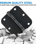 Close-up of Matte Black 3.5 X 3.5 Inch Door Hinges Heavy Duty Interior Removable Pin 42 Pack With 180 Screws 270 Degree Swing