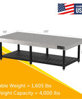 Heavy Duty Welding Fixture Table With Precision Laser Cut Grid Holes And Adjustable Levelers Built Hella Sturdy For Knocking Out Big Shop Builds 120 By 60 By 36 Inches showcase with weight capacity details.