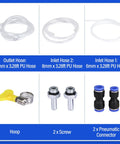 Smooth 12V Oil Extractor Pump hose kit showing outlet and inlet hoses, screws, hoop, and connectors for quick engine oil swaps.