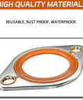 Reusable Thermostat Water Neck Housing Gasket With One Eighth Inch Beefy Aluminum Carrier And Molded Silicone Insert Heavy Duty Chevy SBC BBC Engine Water Pump Seal Replacement Orange, orange silicone gasket on aluminum carrier