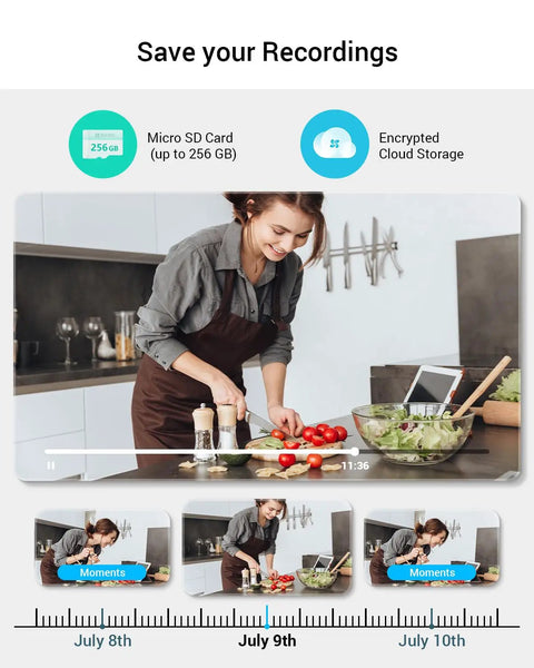 1080P Indoor Pan Tilt Security Camera With 360 Degree Coverage, Auto Motion Tracking, Two Way Audio, Crystal Clear Night Vision Up To 30 Feet, MicroSD Storage Up To 256GB (Sold Separately), 2.4GHz WiFi