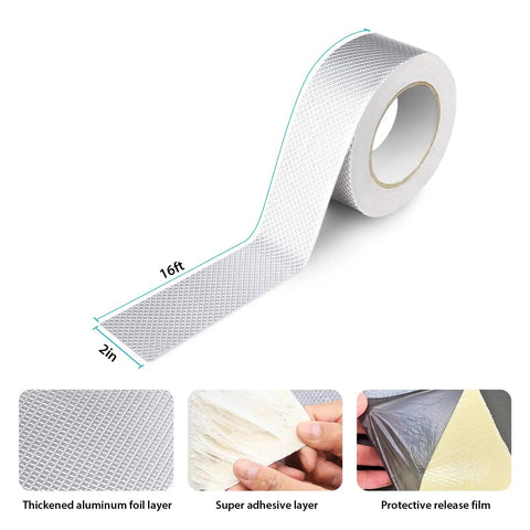 Heavy Duty Waterproof Butyl Sealing Tape With Aluminum Foil Backing For RV Roofs And Gutters No Nonsense Extra Thick Adhesive
