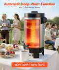 Big Batch 40 Cup Coffee Urn With Dripless Faucet And 203oz Capacity shown with pastries at outdoor event.